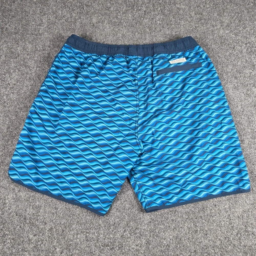 Fair Harbor Swim Trunks Mens XXL Blue Wave‎ Print Compression Lined
